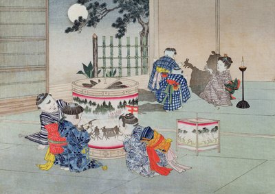 影子游戏，来自1888年的儿童游戏系列（彩色木刻） 作者 小林英策